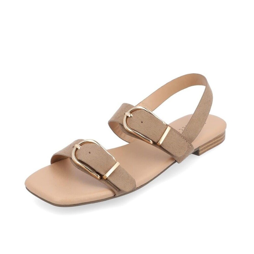 Journee Collection Womens 7.5 M Taupe Twylah Strappy Flat Sandals NIB TJ0